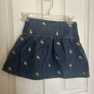 Kids Denim Skirt with Flower Accents